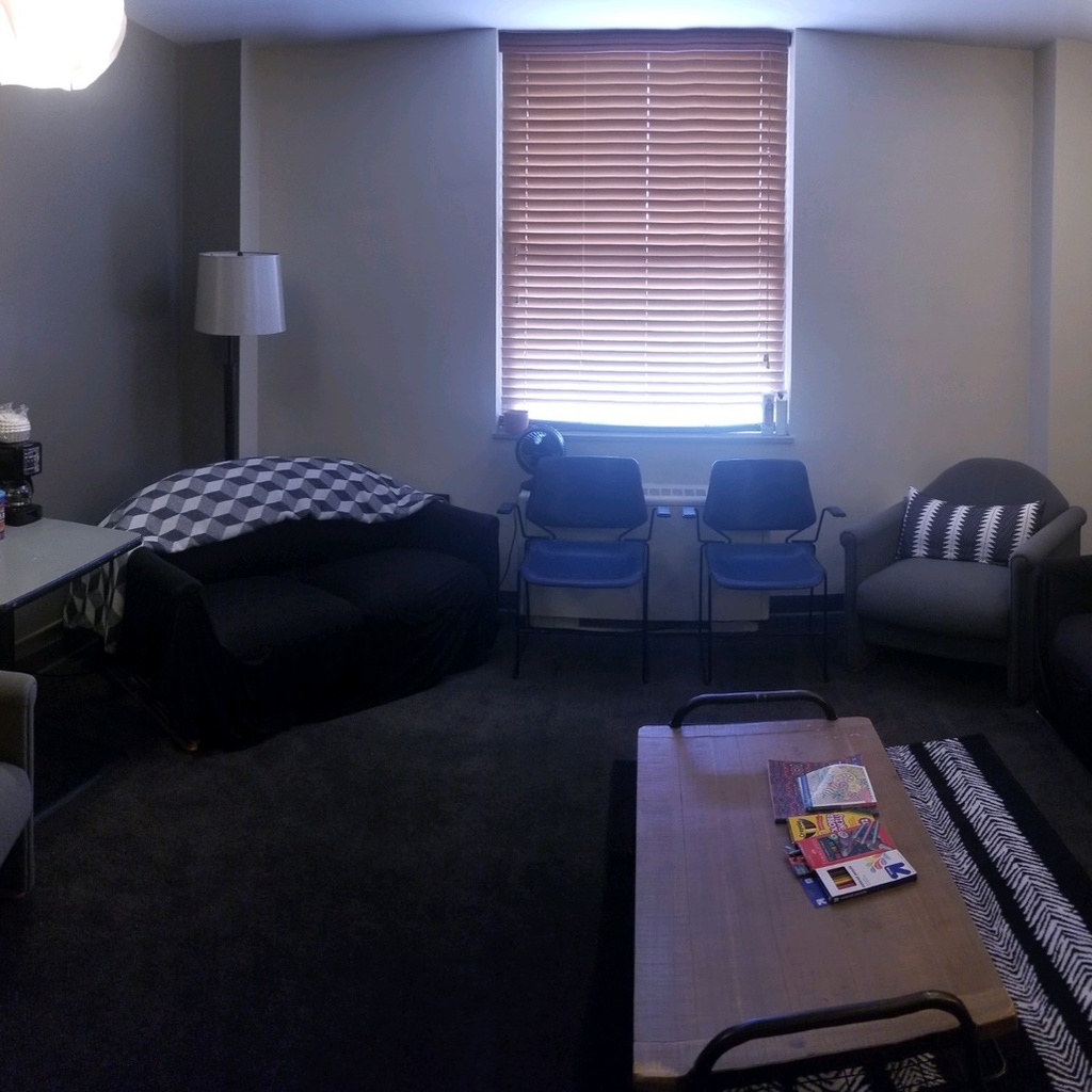college dorm room living space