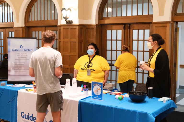 students at a booth during mental health fair