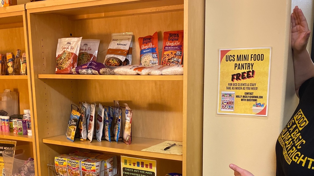 Dr. Holly Nicely with the UCS mini food pantry at Westlawn