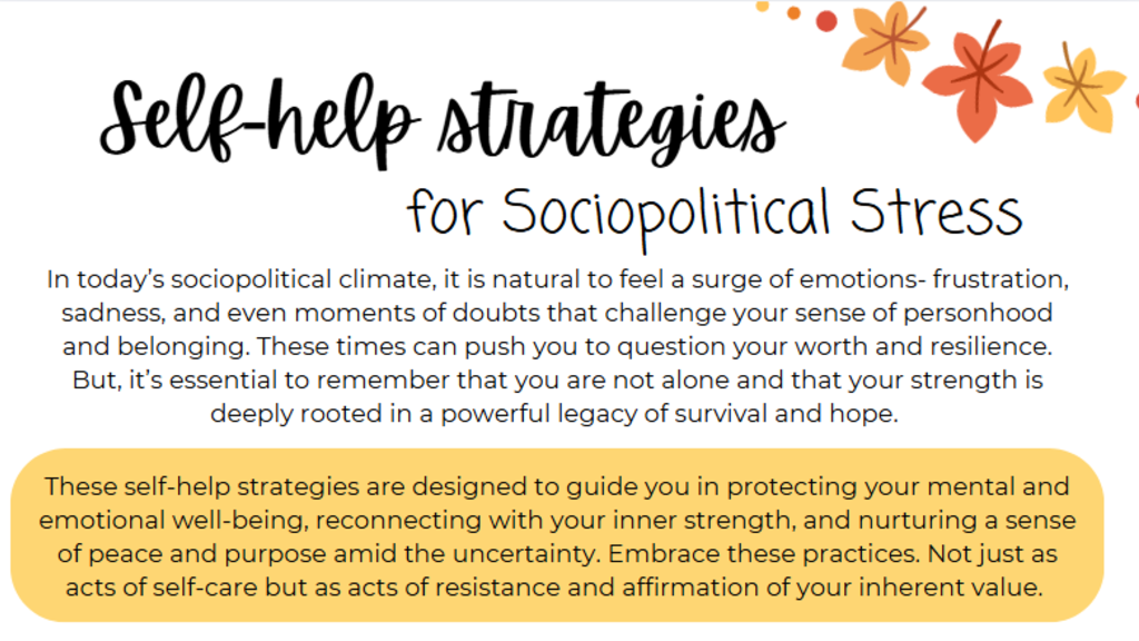 self-care strategies for sociopolitical stress